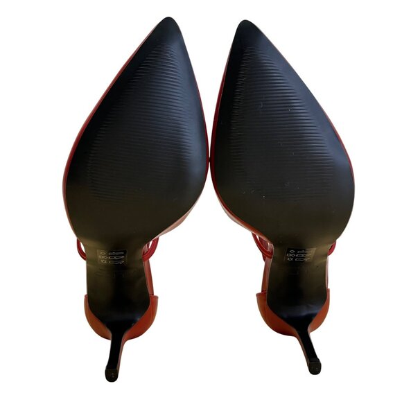 Aldo Women’s Red Patent Leather Strappy Pointed Toe Heels Size 8 - Picture 7 of 8